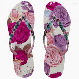 Slippers Summer Women's Flip-flops Cleat For Girls Eva Non-slip Rubber Shower Wear Home Flat Fashion Flower Print Beach Sandals