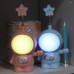 Table Lamps Plastic Night Light Study Creative Space Man Astronaut Eye-Protection Dimmable Pen Holder Student