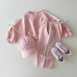 Clothing Sets 2024 Spring Children Long Sleeve Sports Set Baby Girl Cute Bow Sweatshirt Pants 2pcs Suit Toddler Versatile Casual Outfits