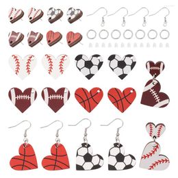 Dangle Earrings DIY Sport Theme Earring Making Kit Rugby Football Basketball Baseball Printed Wood Stud & Jewelry Accessories