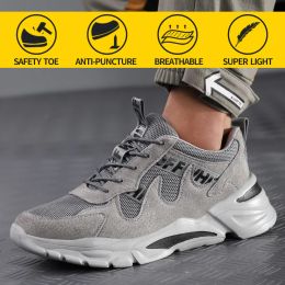 Boots Men Work Safety Shoes Steel Toe Head Antipuncture Antistabbing Wearable Breathable Light Soft Sneakers Boots Construction