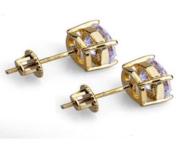 8mm Hip Hop Stud Earrings Silver Gold Plated CZ earring mens womens earing ear ring Women Men designer earings luxury Jewelry Gift9675541