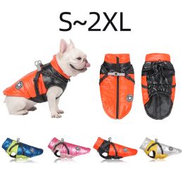 Jackets Winter Dog Harness Clothes For Large Dogs Warm French Bulldog Xs Reflective Winter Down Jacket For Little Dog Chihuahua Clothing