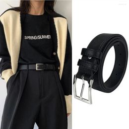 Belts Casual Harajuku Leather Belt Women Luxury Design Versatile Jeans Square Pin Buckle Waistband