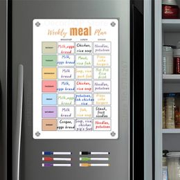 White Clear Acrylic Magnetic Menu Board Reusable Dinner Planner Weekly Meal Plan Schedule Fridge Magnet Calendar 240318