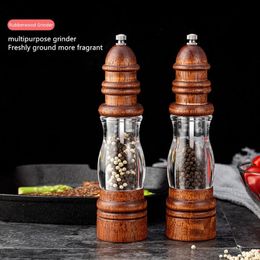 8Inch 12PcsSet Pepper Grinder Salt Mills Solid Wood Mill With Strong Adjustable Kitchen Tool 230308