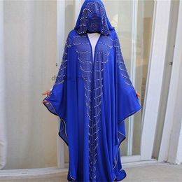 Siskakia Rhinestone Pearl Bat Sleeve Abaya Dress Outsize 2020 New Islamic Dubai Arabian Muslim Dressing Clows Eid Outfits