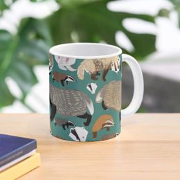 Mugs Eurasian Badgers Pattern Teal Coffee Mug Funnys Anime Cups