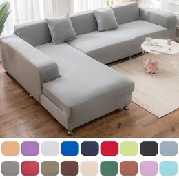 Chair Covers 1PC Solid Color Sofa For Living Room Elastic L Shaped Corner Couch Cover Slipcovers Furniture Protector Home Decor