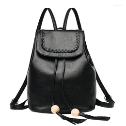 Backpack DOME Fashion Leather Female Pretty Tassel Travel Rucksack School Bag Small