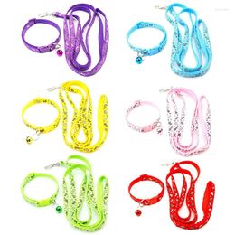 Dog Collars Cat Collar Pet Bell Leash Set Teddy Bomei Cartoon Neckband Puppy Chain Training Lead Rope Safety Accessories