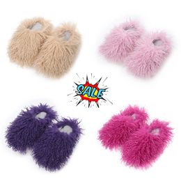 Imitation beach sheep hair slippers warm women home daily casual cotton slippers light GAI Size EUR 36-49