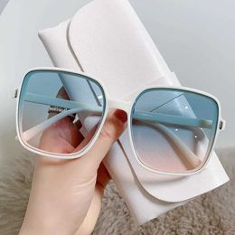 Square big face thin sunglasses for women Anti ultraviolet new fashion men Korean version glasses street pat ins round face sunglasses