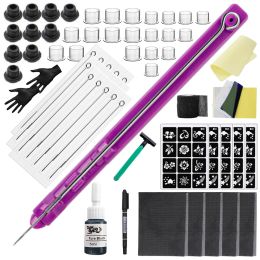 accesories 3D Hand Poke Stick and Poke Tattoo Kit DIY Tattoo Ink Gloves Ink Cup Tattoo Needles Set 5RL 5M1 Needles Tattoo Tools