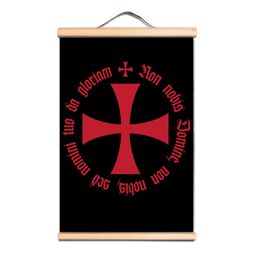 Knights Templar Wall Art Posters Christian Crusaders Canvas Scroll Painting for Classroom Living Room Dormitory Home Decoration CD34