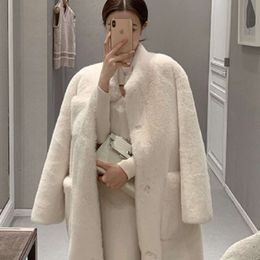 Fur Womens Autumn and Winter New Fashion Imitation Mink Plush Coat Medium Long Thickened Fur Integrated