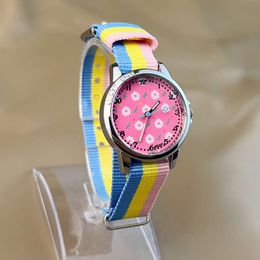 Fashionable New Children's Cartoon Cute Female Student Weaving Quartz Watch Small Fragmented Cherry Blossom Night Glow Gift Table