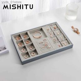 Jewelry Boxes MISHITU Hot Sales Fashion Portable Microfiber Jewelry Ring Jewelry Display Organizer Box Tray Holder Earring Jewelry Storage Box L240323