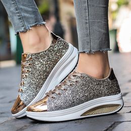 Womens Shoes Casual Shoes Shiny Crystal Thick Soled Sneakers Soft Soled Board Shoes Womens Spring Summer Designers Outdoor Jogging Shoes Size 36-41