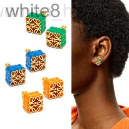 Stud designer Designer 2022 New Simple Earrings Versatile Style Colorless Square L Luojia Female 96IL 67Z8