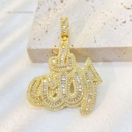 Hiphop Jewellery GRA Certified VVS Moissanite Full Diamond Yellow Gold Plated Sterling Sier Dainty Pendant