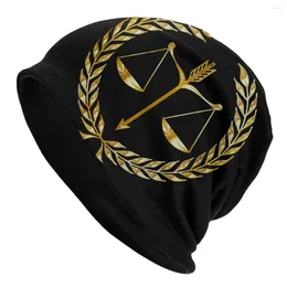 Berets Law Golden Scales Of Justice Skullies Beanies Caps Cool Winter Warm Knit Hat Unisex Adult Lawyer Legal Party Gift Bonnet Hats