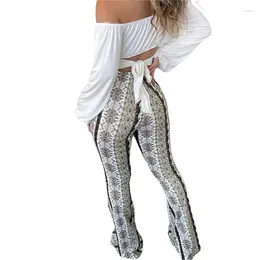 Women's Pants Women S Plus Size Stretchy High Waist Bell Bottom Slimming Casual Street Spring Straight Retro Floral Print Trousers