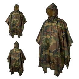 Outdoor Military Poncho 210TPU Army War Tactical Raincoat Hunting Ghillie Suit Birdwatching Umbrella Rain Gear Home accessories 240307