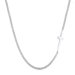 Chains Japanese And Korean S925 Full Body Pure Silver Necklace With Personalized Cross Simple Design Cold Unusual Style