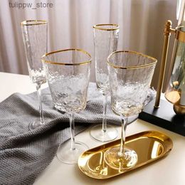 Wine Glasses Home>Product Center>Creative Hammer>Gold Edge Crystal Wine Champagne Glass European Cup Wine Red Wine Glass Bar L240323