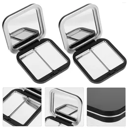 Storage Bottles 2 Pcs Eye Shadow Box Black Eyeshadow Palettes Makeup Container Empty Iron Lipstick Travel