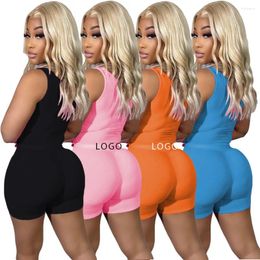 Women's Tracksuits Custom LOGO European And American Clothing Fashion Sports Casual Pit Strip Thread Sexy Two-piece Set