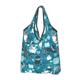 Storage Bags Recycling Veterinary Medicine Dachshund Dogs And Cats Shopping Bag Women Tote Portable Groceries Shopper