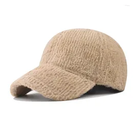 Ball Caps Plush Winter Baseball Cap For Women Solid Colour Warm Outdoor Hats