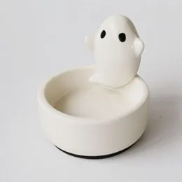 Candle Holders Desktop Ghost Candlestick Shape Holder Ghostly Ceramics For Room Bathroom Decor White Christmas