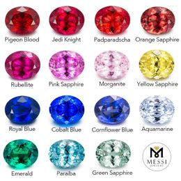 Loose Gemstones Oval Lab Grown Ruby Sapphire Pigeon Blood Royal Blue Morganite Paraiba Color