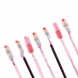 50pcs Eyel Brush Disposable Eyebrow Brushes Rainbow Mascara Wand Applicator L Extensi Cosmetic Makeup Tools w87S#