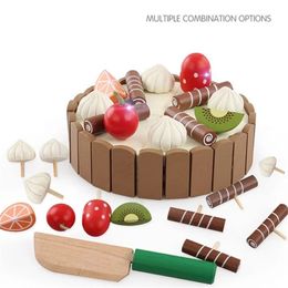 Wooden Children Kitchen Toys Pretend Cutting Cake Play Food Kids Fruit Cooking For Baby Birthday Interests 240311