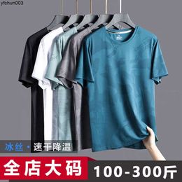 Ice Silk Short Sleeves T-shirt for Mens Summer New American Round Neck Large Loose Sports Fatty Plus Weight 8xl