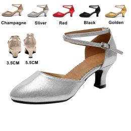 shoes New Ladies Standard Shoes Pearl Ladies Ballroom Dancing Shoes Closed Toe Salsa Shoes Rubber Soft Outsole Modern Dance Low Heels