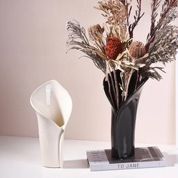 Vases Ceramic Vase Ins Style Wide Mouth Dried Flower Arrangement Floral Cream Home Decorations And Accessories