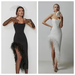 Casual Dresses High Quality Sexy Tube Top Sleeveless Slim Bandage Dress 2024 Elegant Black Feather Long Style Party