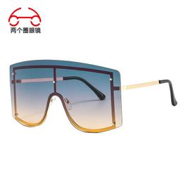 Two fashionable circles in one super large rivet windproof sunglasses personalized mens and womens large frame sunglasses
