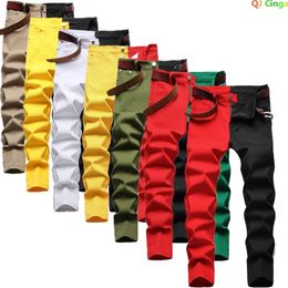 Two Colors Spliced Into Jeans Mens Fashion Casual Trousers and Shorts Red Green Yellow Denim Pants 28-38 240323