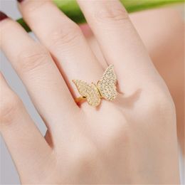 vimtage diamond gold butterfly designer rings for women party 925 sterling silver ring woman luxury Jewellery womens daily outfit travel beach dating gift box size 6-9