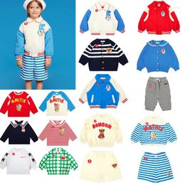 Clothing Sets 2024 Spring Korean Baby Jacket Outwear Sweet Kids Knitted Cardigan Cartoon Girl Boy Sweatshirts And Pant Suit Child Coats