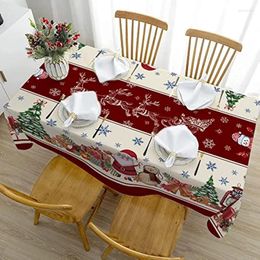 Table Cloth Cartoon Father Christmas Snowman Printed Tablecloth Year Birthday Party Wedding Decoration Mantel Mesa