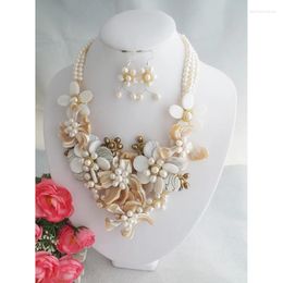 Necklace Earrings Set Bride Ivie GroomNigerian Wedding Makeup Beads Naija Shell 20"