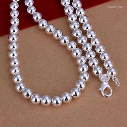 Chains N111 Silver Plated Necklace 925 Pendant Fashion Jewelry 8mm Bean /akqajbxa Awiajnpa