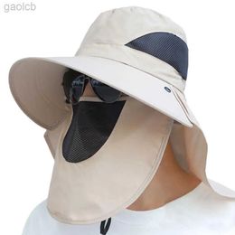 Wide Brim Hats Bucket Hats 1 piece of wide Brim sun hat UV protective bucket hat for mens outdoor fishing hiking beach hat breathable 24323